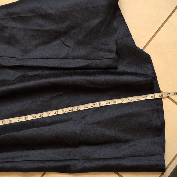 NWT Alfred Sung V-Neck Full Skirt Satin Maxi Dress Midnight Navy Blue Size 0 - Picture 12 of 13